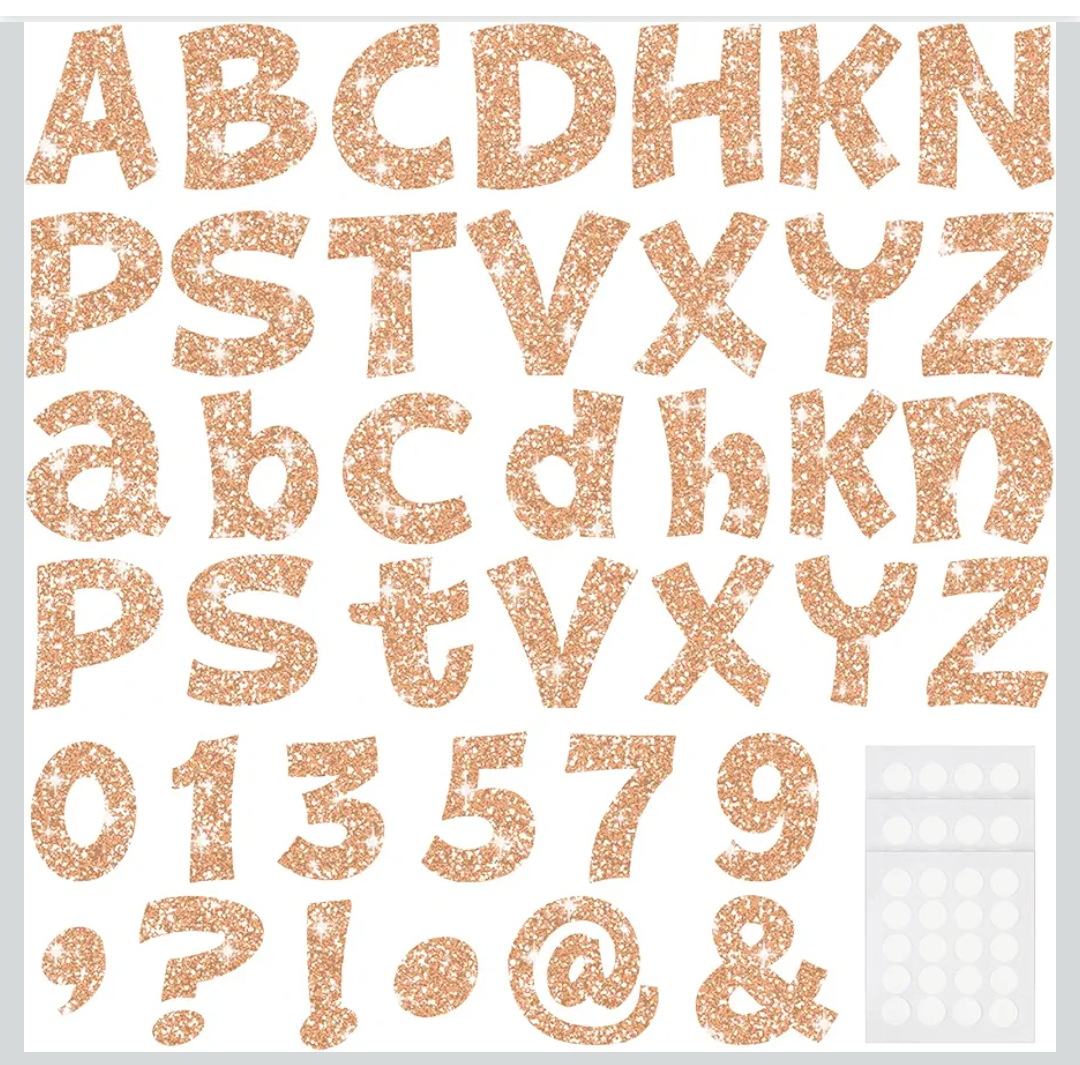 Colarr 216 Pcs Glitter Bulletin Board Letters for Classroom Numbers Alphabet 4 Inch Poster Board Letters with Adhesive Dots Punctuation Symbols Cutout Bulletin Display School Decor(Champagne) Colarr 216 Pcs Glitter Bulletin Board Letters for Classroom Numbers Alphabet 4 Inch Poster Board Letters with Adhesive Dots Punctuation Symbols Cutout Bulletin Display School Decor(Champagne)