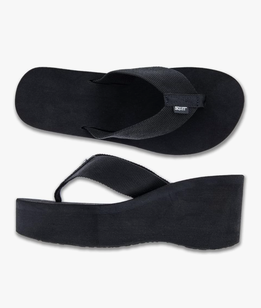 Scott Hawaii Women's Wahine Narrow Width Non-Marking Platform Wedge Slipper with Durable Nylon Straps 38