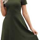 Women's Elegant Knee Length Dresses Vintage 50s Office Casual Floral Print Work Party A-Line Swing Dress with Pockets 162
, Green Size XL