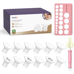 Nuliie 12PCS Flange Inserts 17/ 19/ 21mm for 24mm Flange/ Shield of Most Pumps, BPA Free Flange Sizing Kit, Compatible with Momcozy/ Elvie/ Spectra/ Bellababy/ TSRETE/ Nuliie Breast Pumps