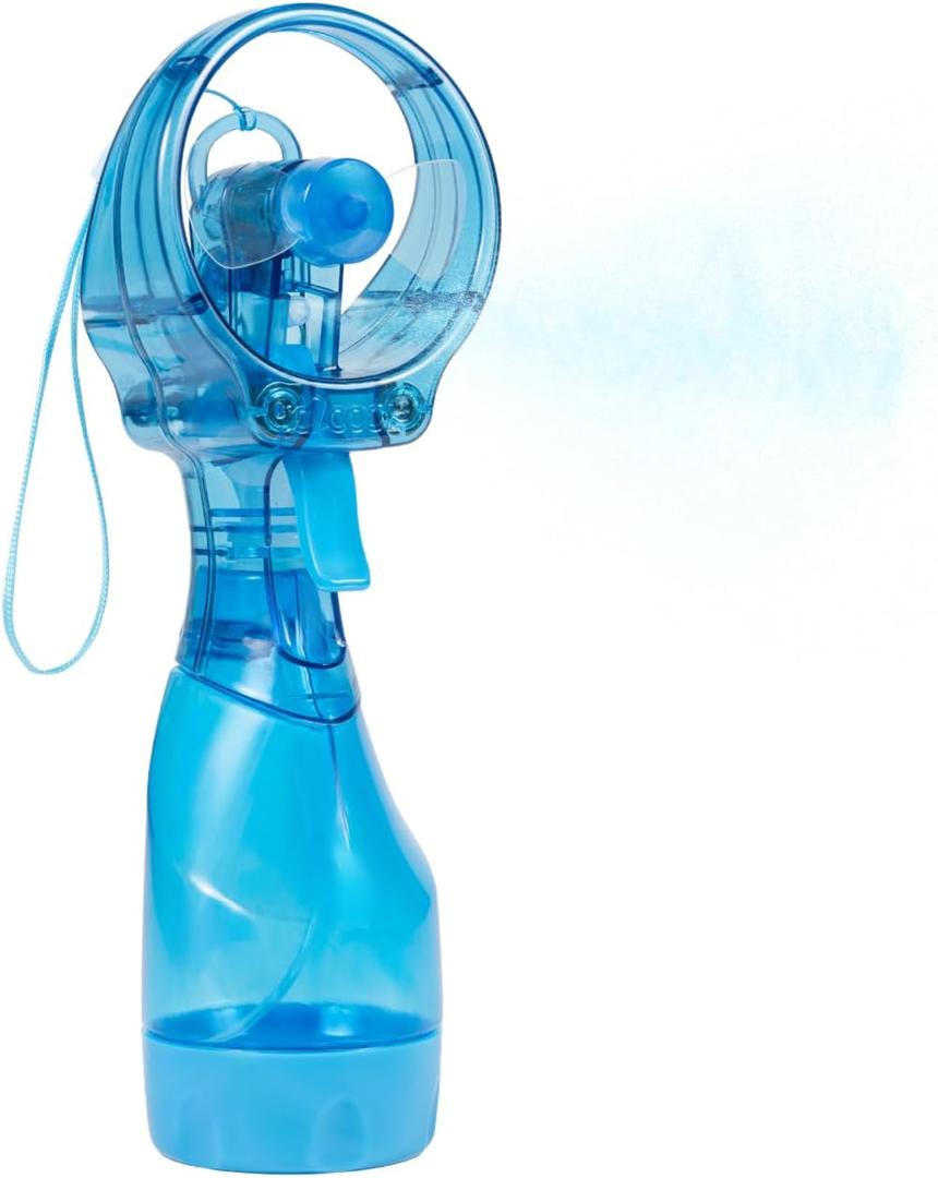 O2COOL Deluxe Handheld Battery Powered Water Misting Fan with Wrist Wrap (Aqua - Light Blue)