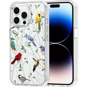 MOSNOVO Case for iPhone 14 Pro Max, [Buffertech 6.6ft Military-Grade Drop Protection] [Anti Peel Off Tech] Clear TPU Bumper Phone Case Cover Design - Wild Bird