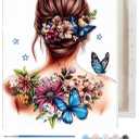 TCDZMYGS Paint by Numbers Kit for Adults Beginner,Butterfly Woman Paint by Number Kits with Frame,DIY Acrylic Oil Painting by Numbers for Home Wall Decor 9.5 x 11.8 inch