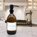 Brown Glass Dish Soap Dispenser for Kitchen Sink, Refillable Bottle with Stainless Steel Pump, Aesthetic Container for Liquid Dishwashing