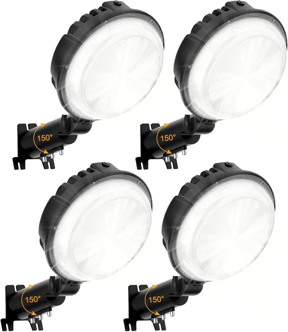 LED Barn Light 4 Packs, 150W 20000LM Yard Area Lights Dusk to Dawn Outdoor Lighting with Photocell 6500K Adjustable Angle Daylight IP66 Waterproof Street Lights for Farmhouse/Garage