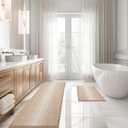 BSICPRO Bathroom Rugs and Mats Sets, 2 Piece Thick Absorbent Chenille Bath Mat Rug Set Non Slip, Soft Shaggy Bath Room Floor Mats for Bathroom, Machine Washable (Beige, 20" x 60" Plus 20" x 32")