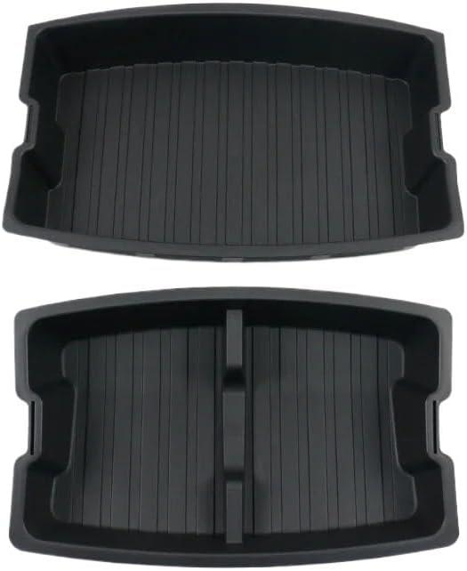 Compatible for Tesla Model 3 Highland 2024 Double-Layer Rear Front Trunk Storage Box Frunk Organizer Tray with Compartments Car Accessories(Rear Double Layer)