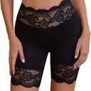 Hibluco Slip Shorts For Under Dresses Lace Women Anti Chafe Tummy Control Shapewear (Large, Black646)