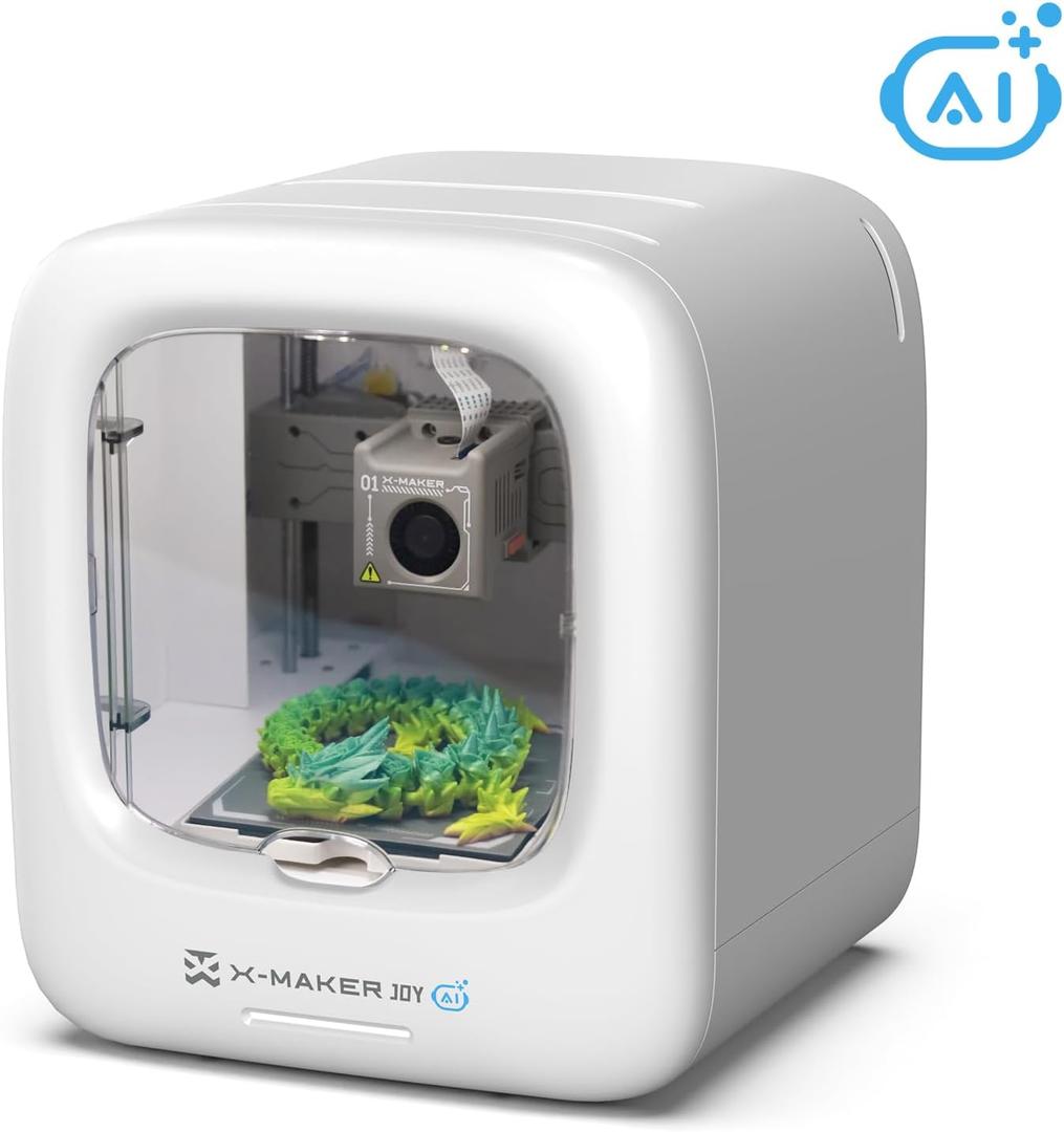 AI-Powered X-Maker Joy 3D Printer for Kids, Fully Assembled Mini 3D Printer with Up to 400mm/s Speed, Auto Leveling, 1500+ Models & 16+ Modules, Includes 1 PLA Filaments for Home and School Use