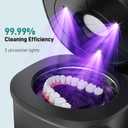 Ultrasonic Retainer Cleaner, Dental Cleaning Pod with U-V Lights, 45kHz Retainer Cleaner Machine for Dentures, Toothbrush Heads, Jewelry, Aligner, Night Mouth Guards (Black)