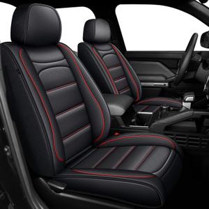 AOMSAZTO Ford Ranger Seat Covers: Full Set Custom Fit 2019 2020 2021 2022 2023 2024 2025 Ford Ranger Breathable Waterproof Leather Seat Protector(5 Seats, Redline)