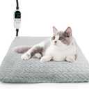ENJOY PET Heated Cat Bed Indoor, 12 Level Temperature Dog Cat Heating Pad with Timer, Pet Heating Pad for Puppy Cats Dogs Electric Warming Pad, Chew Resistant Heated Pet Bed (18" x 18")