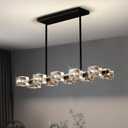 Dining Room Light Fixture,Modern Crystal Chandeleirs Semi Flush Mount Ceiling Light Fixture,Black Metal Crystal Pendant Light for Kitchen Island Farmhouse Dining Room,Living Room (10-Lights)