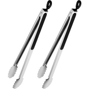 Grill Tongs, 17 Inch Extra Long BBQ Tongs, Premium Stainless Steel Metal Tongs for Cooking, Grilling, Charcoal, Barbecue/BBQ, Buffet (17", 2PCS)