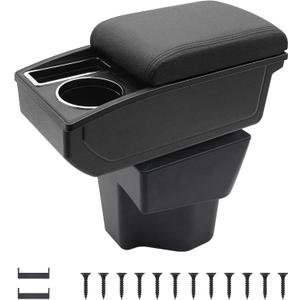 YJYWZH Car Armrest Box for KIA Rio 5 2015-2019 Auto Accessories Center Console Leather Arm Rest Double-Layer Storage Space with Cup Holder (Black Thread)