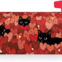 Texupday Valentine's Day Love Hearts Black Cat Mailbox Cover with Magnetic Strip Mailbox Wraps Post Letter Box Cover Standard Size 21" X 18" for Garden Farm Outdoor Yard Decor