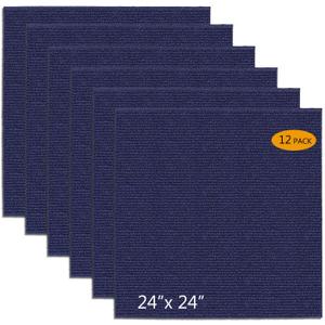 12Pcs Carpet Squares 24x 24 Carpet Tiles Peel and Stick Non-Slip Self Adhesive Floor Tile DIY Reusable Waterproof Carpet for Gym Garage Tiles
