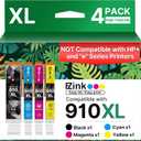 E-Z Ink 910XL Ink Cartridges for HP Printers Replacement for HP 910XL Ink Cartridges Combo Pack 910XL Black and Color Combo Pack Use with OfficeJet 8010 8015 8018 8022 Pro 8025 8020 Printers (4 Pack)