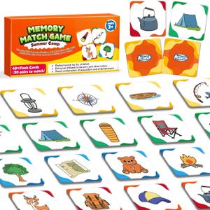Aizweb Match Game,Memory Game, Summer Camp 40 Pcs Toddler Card Games for Kids Ages 3 4 5 6,Flash Cards for Preschool Kindergarten Learning Activities,Educational Toys Homechool Supplies