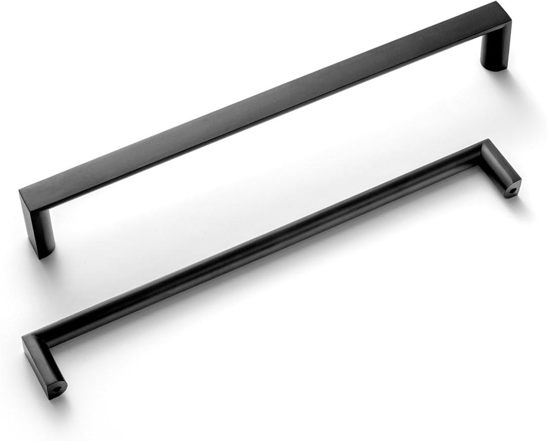 Goo-Ki (6 Pack 7.6 Inch(192mm) Modern Cabinet Pulls, Matt Black Cabinet Handles for Dresser,Wardrobe&Cupboard,Zinc Alloy Kitchen Cabinet Handles,