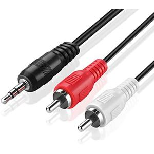 TNP RCA to Aux Cable (1 FT) - Male to Male 2 RCA to 3.5mm Adapter Connector Wire Cord - 2RCA Red and White Audio Cable to AUX Auxiliary Headphone Jack Plug Y Splitter Converter