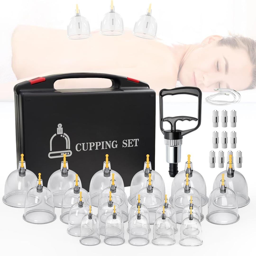 Surmol Cupping Therapy Set Professional 22 Cup Home Cupping Kit for Massage Therapy, Portable with Handles, SafeShell Cupping Machine Set with Vacuum Magnetic Pump, Cellulite Cupping Massage Kit