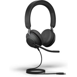 Jabra Evolve2 40 SE Wired Stereo Noise-Cancelling Headset - Features 3-Mic Call Technology and USB-C Cable - Works with All Leading Unified Communications Platforms Such as Zoom & Google Meet - Black
