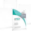 11x17 Acrylic Sign Holder Table Top with Magnetic Corners, 4-Pack Quick Change Display Stand for Menus, Posters and Ads, Restaurant, Office, Events, Retail