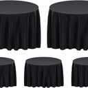 Surmente 132 inch Round Tablecloths -5 Pack Black Round Table Cloths, Polyester Fabric Table Covers for Wedding, Party, Banquet, or Restaurant