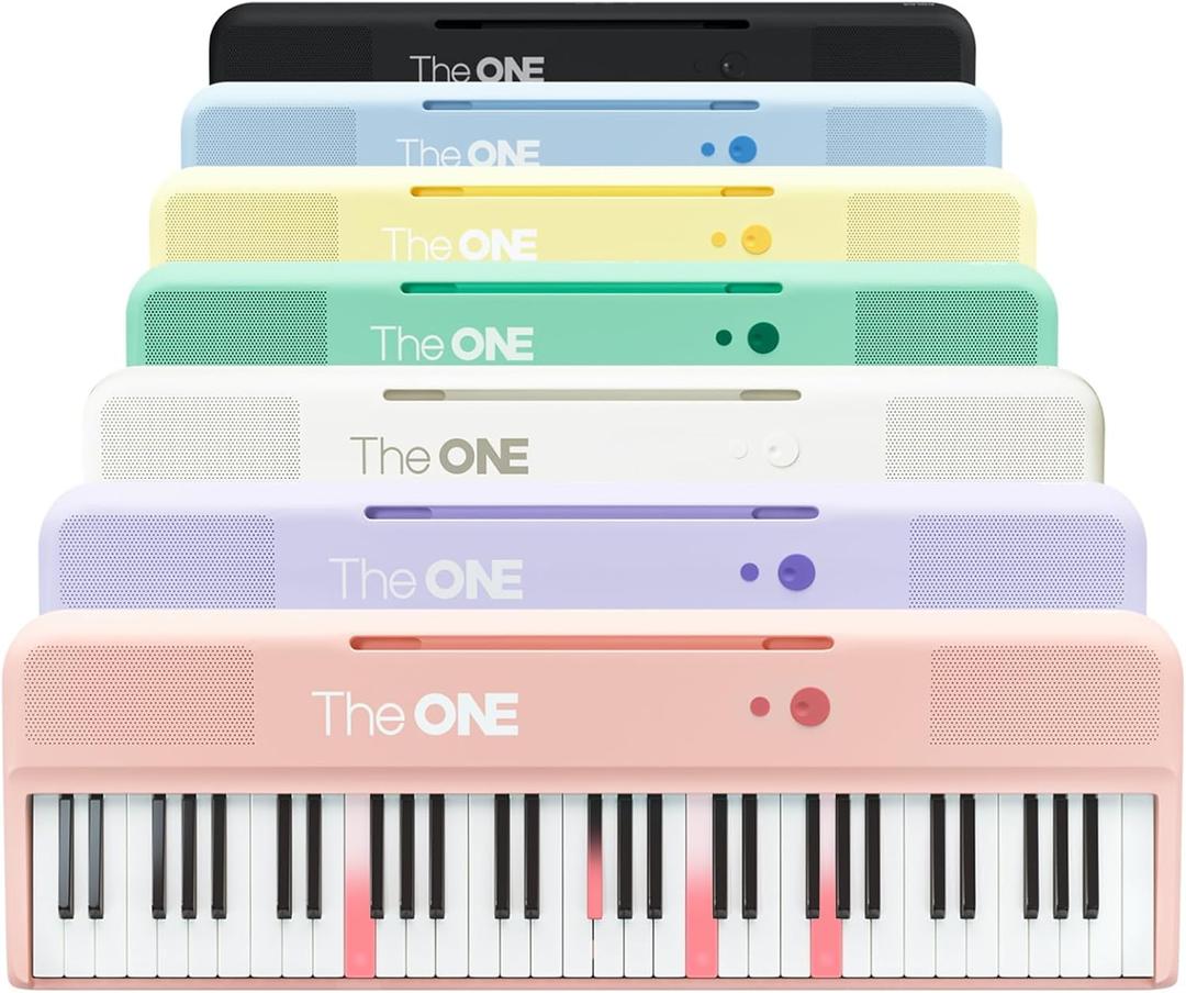 The ONE Smart Keyboard COLOR 61 Lighted Keys Piano Keyboard, Digital Piano for Beginners with 256 Tones, 64 Polyphony, Built-in LED Lights and Free Apps (Pink), 35.12 x 11.73 x 3.37 inches