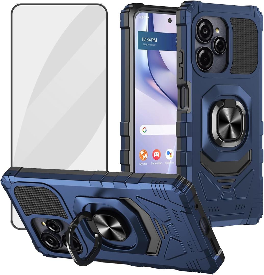 Ailiber for BLU View Speed Ultra 5G Kickstand Case, BLU View Speed Ultra Screen Protector, for Car Mount, Military Grade, Full Body Shockproof Military Grade Rugged Cell Phone Cover-Blue