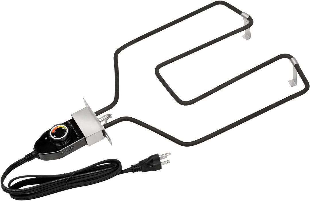 Stanbroil Replacement Part Electric Smoker and Grill Heating Element with Adjustable Thermostat Cord Controller for Most Smokers and Grills, 1500W