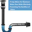 Brass P Trap with Bathroom Sink Stopper : 1-1/4 Sink Drain Bottle Trap Set with Overflow - Adjustable Height, Matte Black - Complete Basin Sink Plumbing Kit for Pipe Replacement