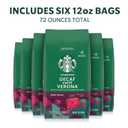 Starbucks Ground Coffee, Dark Roast Hot or Iced Coffee, Decaf Caff Verona, Six 12 oz Bags (EXP 11/02/26)
