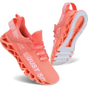 UMYOGO Slip On Breathe Mesh Walking Shoes Women Fashion Sneakers Comfort Shoes Orange Pink, 9.5