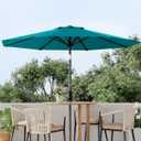 9FT Outdoor Patio Umbrella, Outdoor Table Umbrella, Market Umbrella with Push Button Tilt and Crank, 8 Sturdy Ribs UV Protection Waterproof for Garden, Deck, Backyard, Pool (Turquoise Blue)