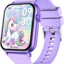 Smart Watch for Kids, 12 Puzzle Games HD Touch Screen Watches, Step Counter, Heart Rate/Sleep Monitor, Flashlight, Music Player,12/24 hr Educational Toys Birthday Gifts for Girls Ages 6-12 (Purple)
