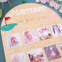 Her First Year Golf Photo Board - Monthly Photo Decoration for A Hole in One Shot, Golf 1st Birthday Milestone Sign, 1 to 12 Month Photo Display Wood Board