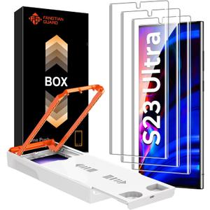 FANGTIAN 3-Pack for Samsung Galaxy S23 Ultra/S22 Ultra Screen Protector [Auto Alignment] - Film for S23 Ultra Screen Protector-[Easy Installation][Fingerprint Compatible][Not Glass][6.8Inch] (Transparent)