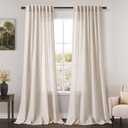Beige Flax Linen Curtains 84 inches Long for Living Room 2 Panel Tan Burlap Textured Drapes Semi Sheer Privacy Khaki Window Curtain Country Rustic Farmhouse Canvas Cloth Curtain for Dinning Room (84"L x 52"W)