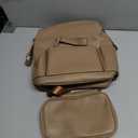 Diaper Bag Backpack Leather Backpack for Women Travel Dad Mother Outdoor Backpack with Changing Pad Stroller Straps(2 pieces) Khaki