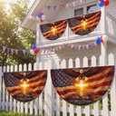 Remagr 4 Pcs 1.5x3 ft 250 Year Anniversary Bunting Flag, 1776-2026 Fan American Freedom Flag, 250th Anniversary Patriotic Eagle Design Banner with Brass Grommets for Wall, Front Door, Porch, Fence