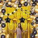 KatchOn, Black and Gold Party Decorations Set - Huge, Pack of 89 | Black and Gold Balloon Arch Kit with Gold Fringe Curtain Backdrop | Graduation Decorations 2025, Black and Gold Birthday Decorations