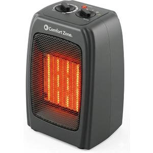 Comfort Zone CZ442E Personal Energy Save Ceramic Heater - 1500W Portable with Adjustable Thermostat, Tip-Over Switch & Overheat Protection, Black