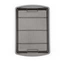 GoodCook 15” x 10.5” Nonstick Carbon Steel Baking Pan & Raised Wire Rack – Pizza Crisper, Crispy Bacon, Multipurpose Cooking Sheet Pan, Cooling Rack, Kitchen Cookware Set, Dishwasher Safe, Dark Grey