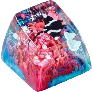 Manta Ray Artisan Keycap Red Blue Ocean Coral R1 SA Profile Custom Sea Creatures Keycaps 1U ESC Handmade Gaming Resin Key Cap Cherry MX Switch Compatible Mechanical Keyboard Manta Ray Lover Gift