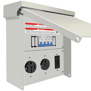 Loveinlast Temporary Power Outlet Panel,RV Electrical Outlet Panel with 20,30,50 Amp Receptacle Installed,with Breaker,Prewired and Unmetered,Weatherproof,Fit for motorhomes and Construction Sites