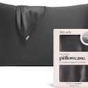 Kitsch Satin Pillowcase with Zipper for Hair & Skin, Softer Than Silk Pillow Cases Queen, Wrinkle-Free, Smooth and Cooling Satin Pillow Covers, Standard Size 19"x26" - Charcoal