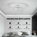 22" Ceiling Fan with Light and Remote, Stepless Color and Brightness Adjustable Crystal LED Fan Light, 6 Speeds Reversible Wind, Timer Fandelier for Bedroom, Living Roon, Dining Room-Chrome