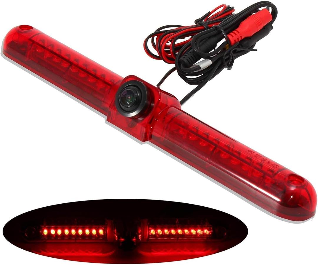 Anina Third Brake Light Backup Camera for Jayco Coachmen Freelander RV Trailer Camper Van, Universal 3rd Car Rear Light Mount Top Roof Lamp LED Reverse Parking Camera w/RCA Connector for Jeep Chevy